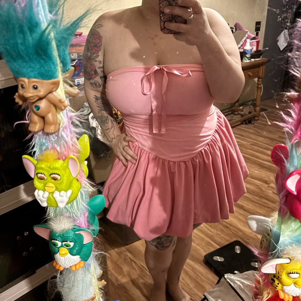 SHEIN Pink Strapless Dress